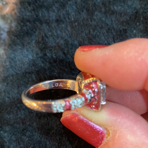 LGA Costume ring - silver tone with pink detail. - Picture 3 of 4